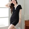 Polo Neck Dress for Women, Summer Pure Cotton New Style Waist-hugging Pure Sexy Short Skirt