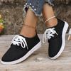 Fashion Black White Women's Flats Canvas Shoes Soft-bottomed Sneakers Soft Shoes Non -slip Shoe Lace -up Leisure Feminine Shoes