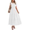 Women's V-neck Pleated Puff Sleeves Large Short-sleeved Dress