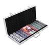 500Pcs Poker Chips 2 Set Play Cards 5 Dices Set with Carrying Case for Home Travel Camping Picnic