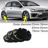 4Pcs Black Silver 55/56/65/63/70/76mm Car Wheel Center Hub Cap Rim Cover For Tiguan Golf Touareg Beetle Passat Technology Polo Bora MK4 MK5 MK6 CC