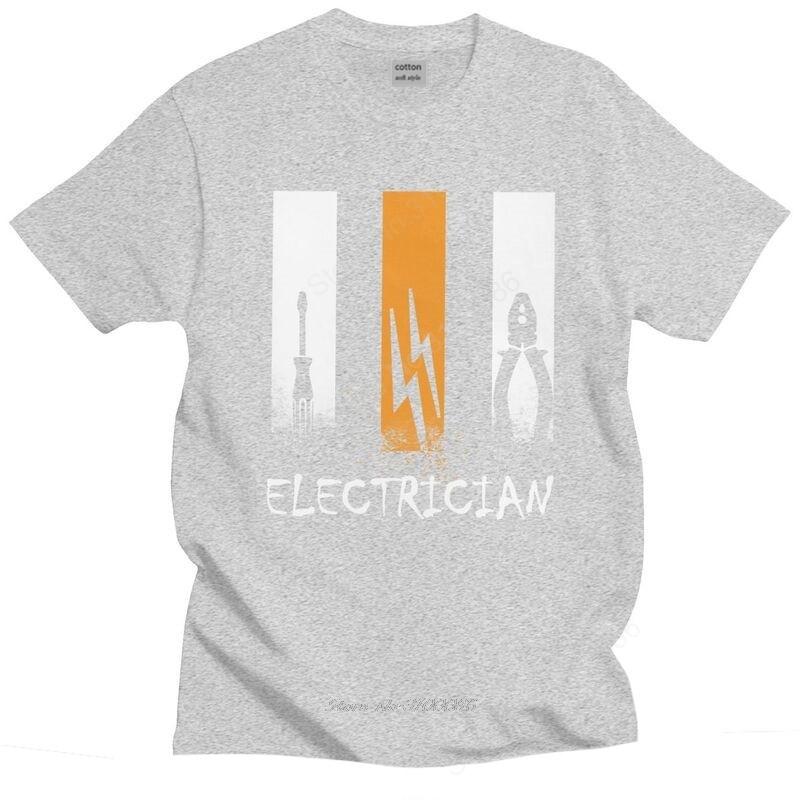 Proud Electrician T Shirt Pre-shrunk Cotton Tshirt Handsome Tee Short Sleeves Lineman Engineer Gift T-shirt Slim Fit Clothing