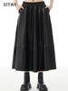 Loose Casual Women Black PU A-line Skirt DMJ2800