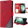 Case - Booling - for Samsung Galaxy S23 FE - Shockproof - Retro PU Leather - 2 Tempered Glasses - 2 Tempered Glasses