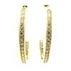 Les Trésors De Lily [L4309] - Gold Plated Hoop Earrings 'Cristal Plénitude' Golden White - 35x3 Mm