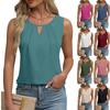 Summer New Solid Color Pleated T-Shirt Chiffon Vest Hollowed Out Sleeveless Top