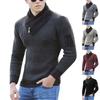 European And American Men's Knitting Pullover Hooded Top Slim Button Sweater