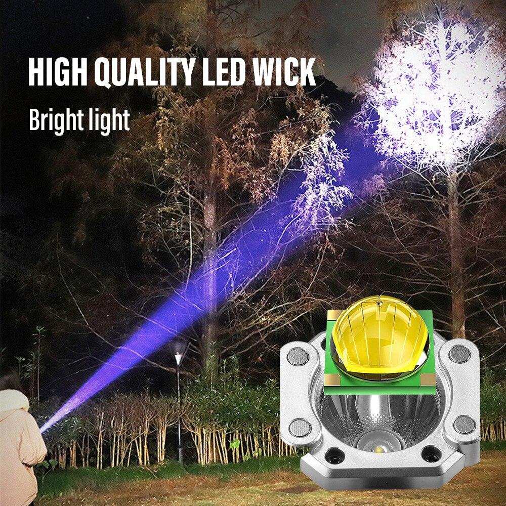 LED Flashlights Tactical Torch Rechargeable Portable Spotlight Long-Range Camping Flashlight With Safety Hammer COB Sidelight