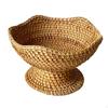 Footed Fruit Basket Bread Table Centerpiece Rattan Bowl Tray for Party Dining