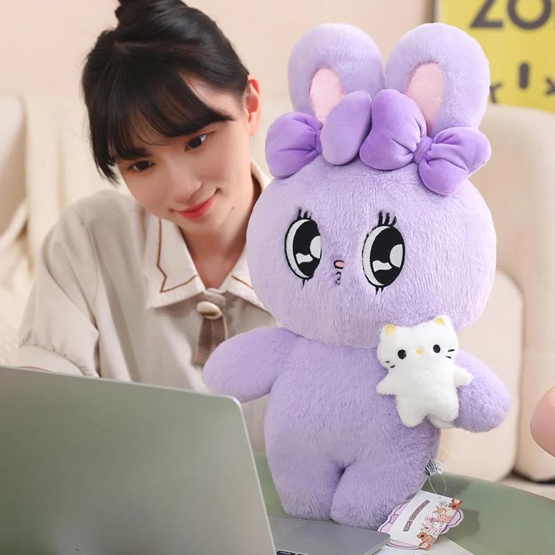 Cartoon High Quality Rabbit Plush Doll Pendant Pillow Pink Purple White Big Eyes Rabbit Plush Toy for Girls Birthday Gift