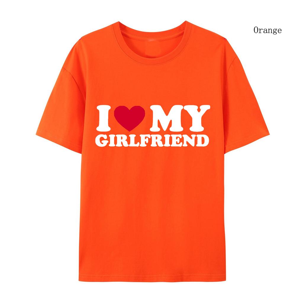 I Love My Girlfriend and I Love My Boyfriend Printed T-shirt Couple Fashion Sports t-Shirt Harajuku Casual Top
