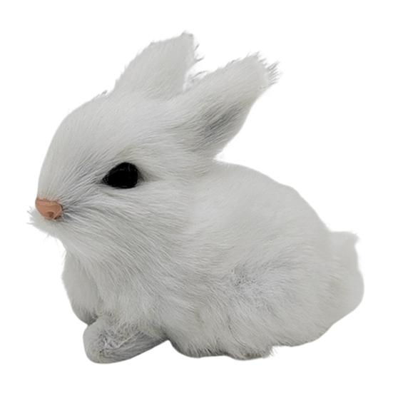 1/5Pcs Plush Rabbit Figurine Realistic Simulation Bunny Model Lifelike Artificial Fur Animal Miniature Home Office Easter Desktop Decoration Ornament