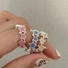New Exquisite Geometric Star Open For Women Sweet Y2K Zircon Rings Girls Kpop Trendy Party Jewelry Finger Accessories Gift