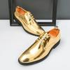Men's Casual Leather Shoes Classic Business Dress Shoes Lace Up Oxford Shoe Banquet Party Shoes Gold Silver Wedding Shoe