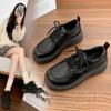 Retro British Style Lace-up Black Platform Small Leather Shoes Women's Spring New Heightening Japanese Loafers