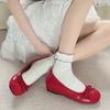 Women's Round Toe Bowknot Girl Ballet Shoes 2025 Spring Red Ballerina Flats Women Cozy Slip On Height Increase Casual Shoes