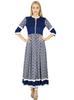 Women Blue Anarkali Custom Kurti Long Flaired Rayon Kurta Indian Ethnic
