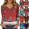 Women's T Shirt CHristmas Print 3/4 Sleeve Daily Weekend Fashion Basic V- Neck Regular Top