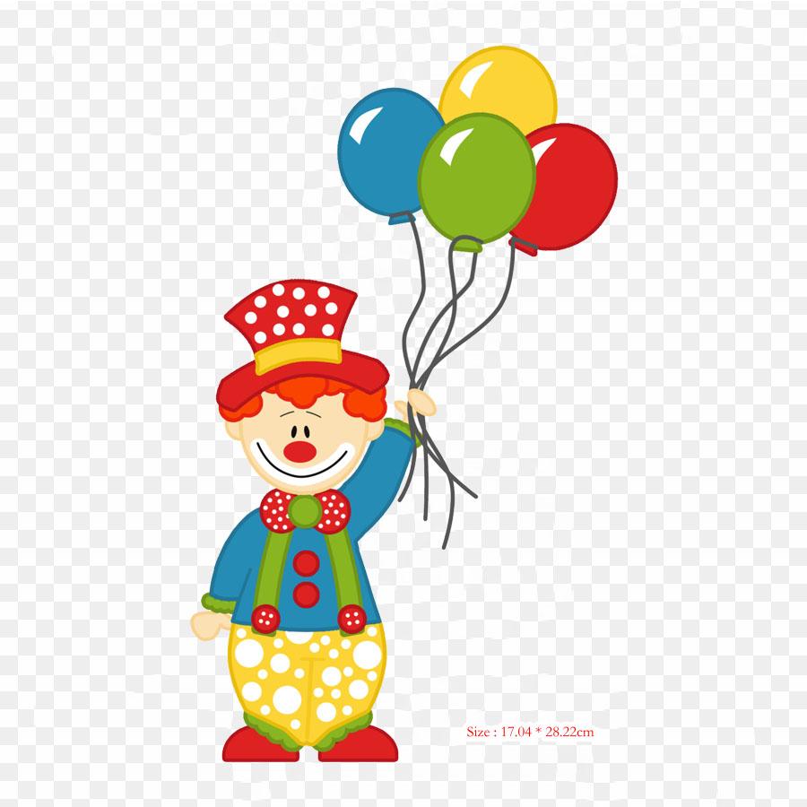 Clown With Clown Balloon Iron On Heat Transfer Printing Vinyl Patches Sticker for Clothes DIY Appliques Washable Patches
