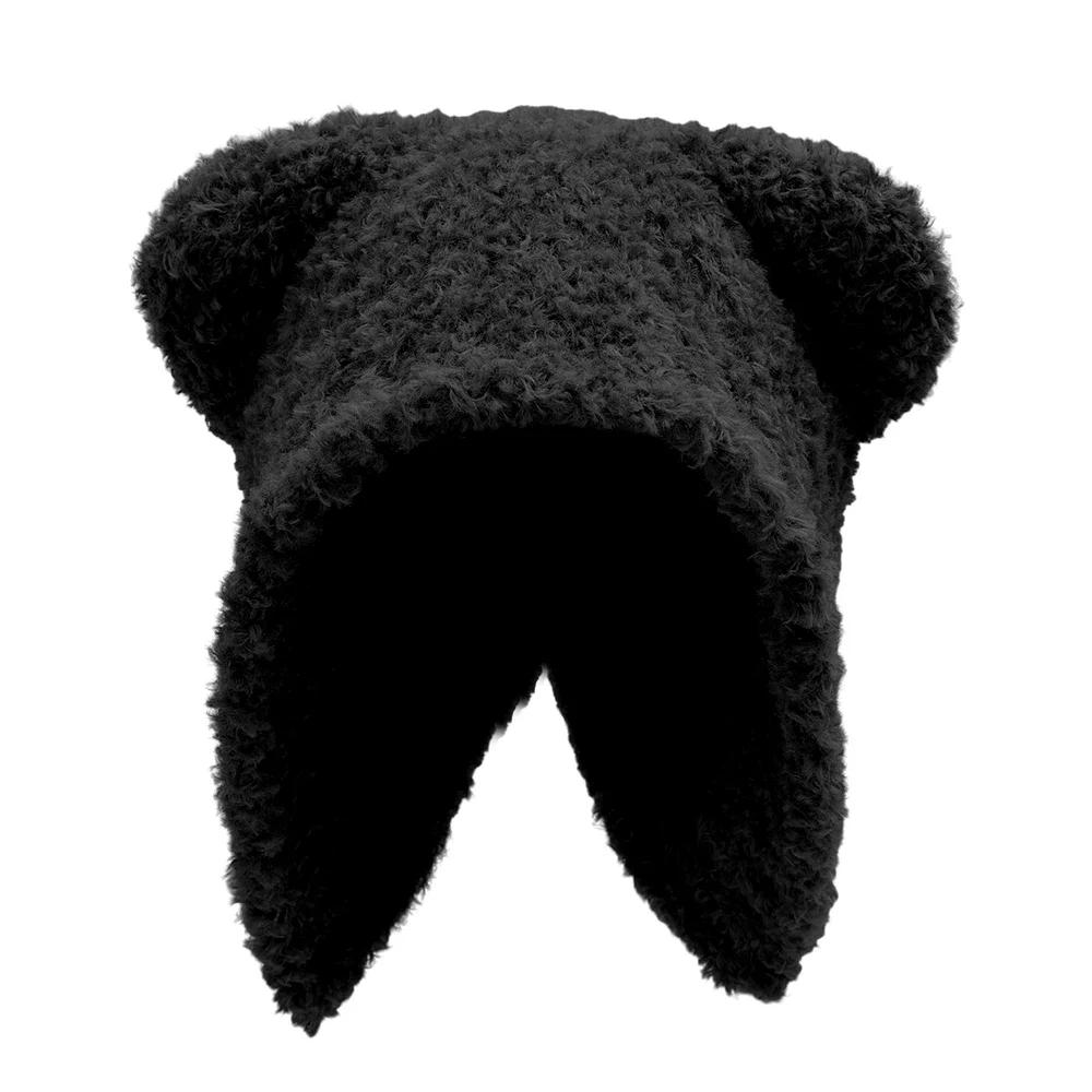 Warm Little Bear Hat Winter Women Girls Solid Color Versatile Cute Ear Protection Hats Shopping Hip Hop Plush Caps Fashion Gifts