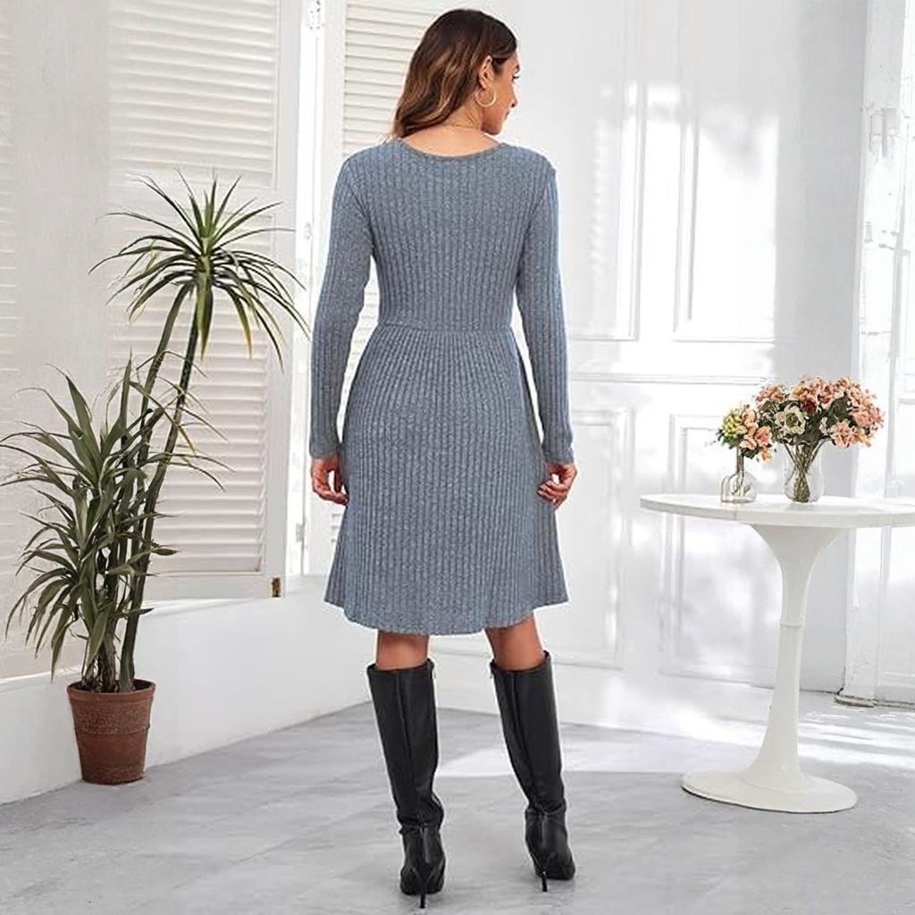 Women's Casual Long-sleeved Loose Solid-color Dress