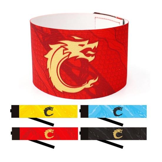 Sports Captain C Arm Unisex Elastic Fasten Tape Anti-slip Dragon Print Adjustable Band Team Training Outdoor Football Player Soccer Captain Armband