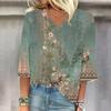 Women's Shirt Blouse Casual Loose Shirts  3/4 Sleeve  Print  V Neck Tops Print  Tops T-shirts Tee
