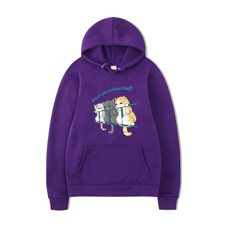 Cat Men Fashion Hoodies Men Women Hooded Sweatshirts Fashion Hip Hop Pullovers Autumn Boys Girls Black Streetwear Hoodie