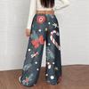 Women's Casual Fashion Christmas Print Elastic Waist Loose Plush Wide Leg Pants
