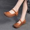 Casual Flat Shoes Round Toe Comfortable And Versatile Soft Sole Genuine Leather Women's Shoes