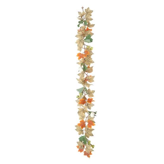 Artificial Maple Leaf Garland 5.7Ft Pumpkin Maple Leaves Vine Thanksgiving Fall Garland for Mantel