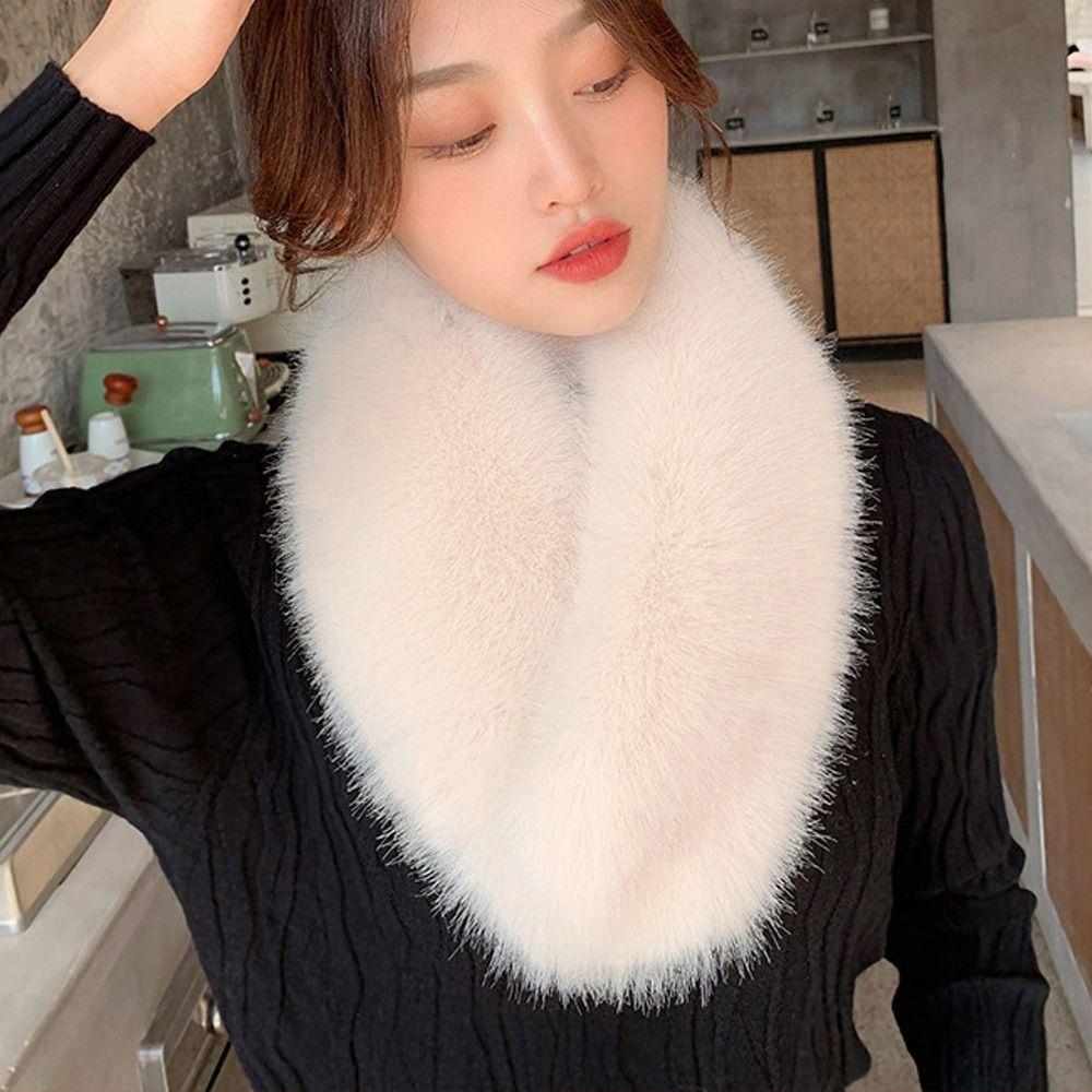 Новый зимний меховой воротник для волос, шарф из искусственного меха, однотонная шаль, женский меховой шарф, манишка из искусственной шерсти