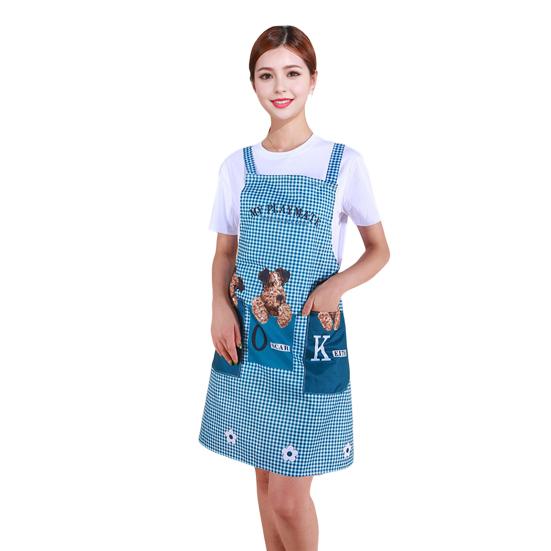 Kitchen Apron Cartoon Dog Pattern Apron Waterproof Oil-Resistant Polyester Sleeveless Apron for Home Restaurant Cafe House Cleaning