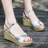 Fashion Woman Shoes Gold Crystal Roman Style Open Toe Wedges Heel Sandals For Women Premium And Low Price Summer 2024 Comfortable