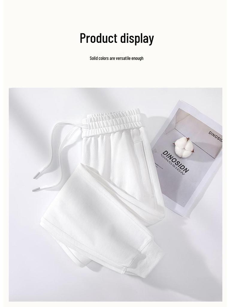 Women's Heavyweight Cotton Skinny Sweatpants - 380G, Washed, Fashion Casual, Spring/Autumn, Draping Style.