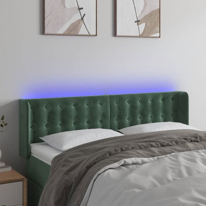 VidaXL LED Headboard Bedroom Furniture Double Bed Accessory Head of Bed Frame Interior Dark Green 3123721