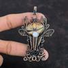 Cowrie Shell Pendant Copper Wire Wrapped Jewelry Deer Face Pendant Handmade Rainbow Moonstone Jewelry Gemstone Copper Pendant Gifts For Her