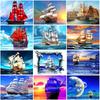 DIY 5D Diamond Painting Sailboat Diamond Art Embroidery Cross Stitch Full RoundDrill Resin Rhinestones Home Decor Gift