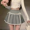 Sweet Bow Lace Up Pleated Short Skirt Women High Waist Slim A-line Y2k Clothes Summer Sexy Spicy Girl All Match Skirts