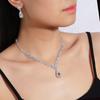 1 Set Bridal Necklace Earrings Water Drop-shaped Rhinestone Jewelry Korean Style Sparkling Jewelry Set for Wedding