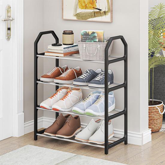 4-Tier Shoe Rack Versatile Storage Organizer Large Capacity Sturdy Construction Simple Installation Entryway Bedroom Shoe