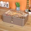 Tinplate Box with Lock Key Desktop Storage Box Cosmetics ID Storage Household Jewelry Empty Box