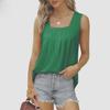 2024 Women's Sleeveless Square Collar Vest T-Shirt, Solid Color Swallowtail Suspenders Top