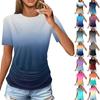 Women's T Shirts Fashion Casual Tops Round Neck  Short Sleeve Printed Tunic