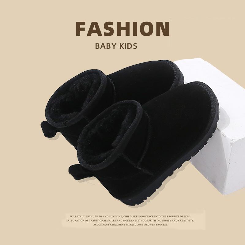 New Children's Winter Boots Thickened Plush Girls Cotton Boots Warm Versatile Solid Color Kids Causal Boy Snow Boots Non-slip