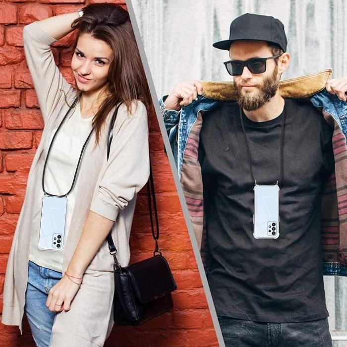 Coque pour Samsung Galaxy A34 5G - Protection Renforcé TPU Antichoc avec Cordon Noir