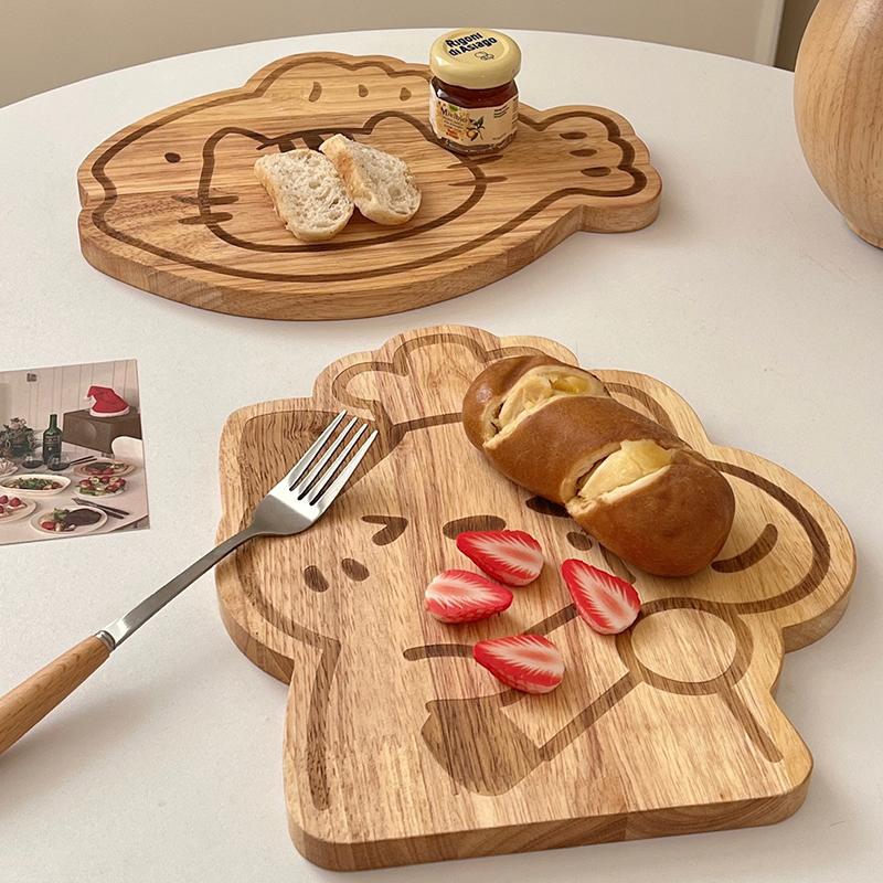Cartoon Cutting Board Kawaii Wooden Food Board Cinnamon Roll Girl Children Bread Breakfast Plate Fruit Dessert Plate