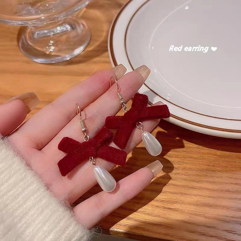 Ankola Red Festive Earrings for Women - 2025 Trendy Retro Style, Perfect for Chinese New Year Celebrations.