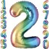 Number 2 Balloon - Multicolor - 100cm - Aluminum - Birthday Party - Decoration