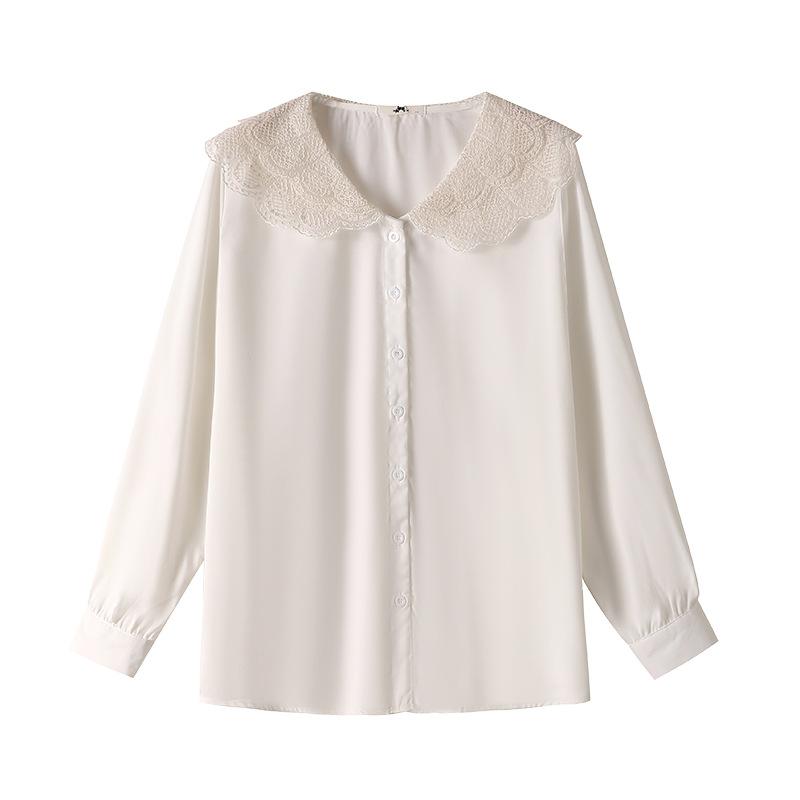 Spring and Autumn Plus Size Women's Shirt Doll Collar Shirt